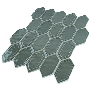 TRECCG-12 Bianca 2" x 4" Green Recycle Glass Long Diamond Mosaic Tile