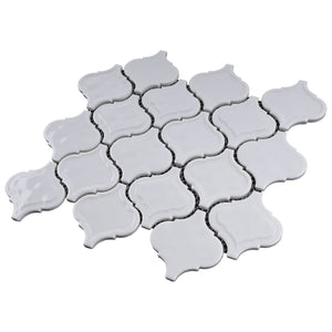 TRECCG-13 White 3" x 3" Recycle Glass Arabesque Mosaic Tile