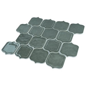 TRECCG-04 Mirabella Green 3" x 4" Recycle Glass Grid Mosaic Tile