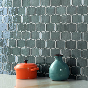TRECCG-04 Mirabella Green 3" x 4" Recycle Glass Grid Mosaic Tile