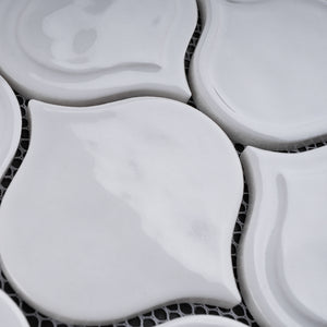 TRECCG-05 Jolanda 3x3 White Grid Recycle Glass Mosaic