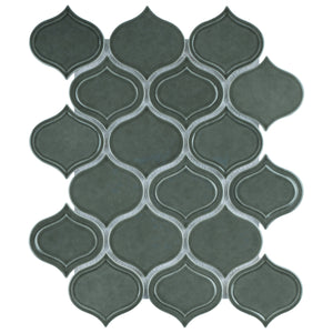 TRECCG-07 Jolanda 3x3 Green Grid Recycle Glass Mosaic