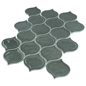 TRECCG-07 Jolanda 3x3 Green Grid Recycle Glass Mosaic