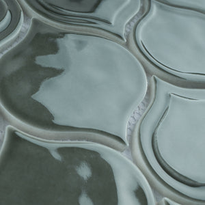 TRECCG-07 Jolanda 3x3 Green Grid Recycle Glass Mosaic