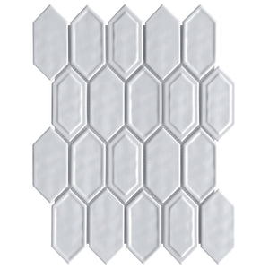 TRECCG-09 Bianca 2" x 4" White Recycle Glass Long Diamond Mosaic Tile