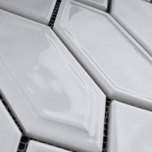 TRECCG-09 Bianca 2" x 4" White Recycle Glass Long Diamond Mosaic Tile