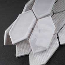 TRECCG-09 Bianca 2" x 4" White Recycle Glass Long Diamond Mosaic Tile