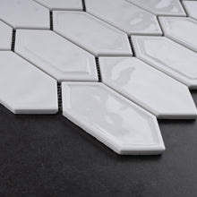 TRECCG-09 Bianca 2" x 4" White Recycle Glass Long Diamond Mosaic Tile