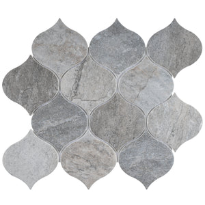 TREGLG-12 Verona 4" X 4" Grey Stone Look Recycle Glass Mosaic Tile