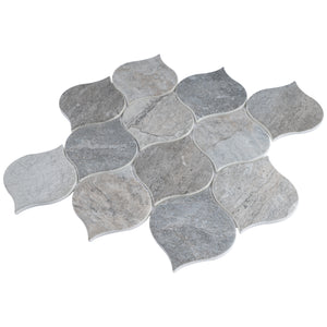 TREGLG-12 Verona 4" X 4" Grey Stone Look Recycle Glass Mosaic Tile