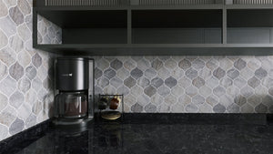 TREGLG-12 Verona 4" X 4" Grey Stone Look Recycle Glass Mosaic Tile