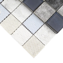 TREGLG-02 Grey 2x2 Grid Recycle Glass Mosaic Tile Sheet Backsplash