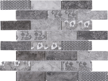 TREGLG-03 Grey 1x4 Brick Recycle Glass Mosaic Tile Sheet Backsplash