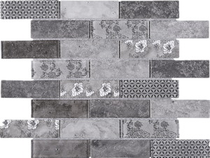 TREGLG-03 Grey 1x4 Brick Recycle Glass Mosaic Tile Sheet Backsplash