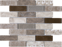 TREGLG-04 Brown 1x4 Brick Recycle Glass Mosaic Tile Sheet Backsplash