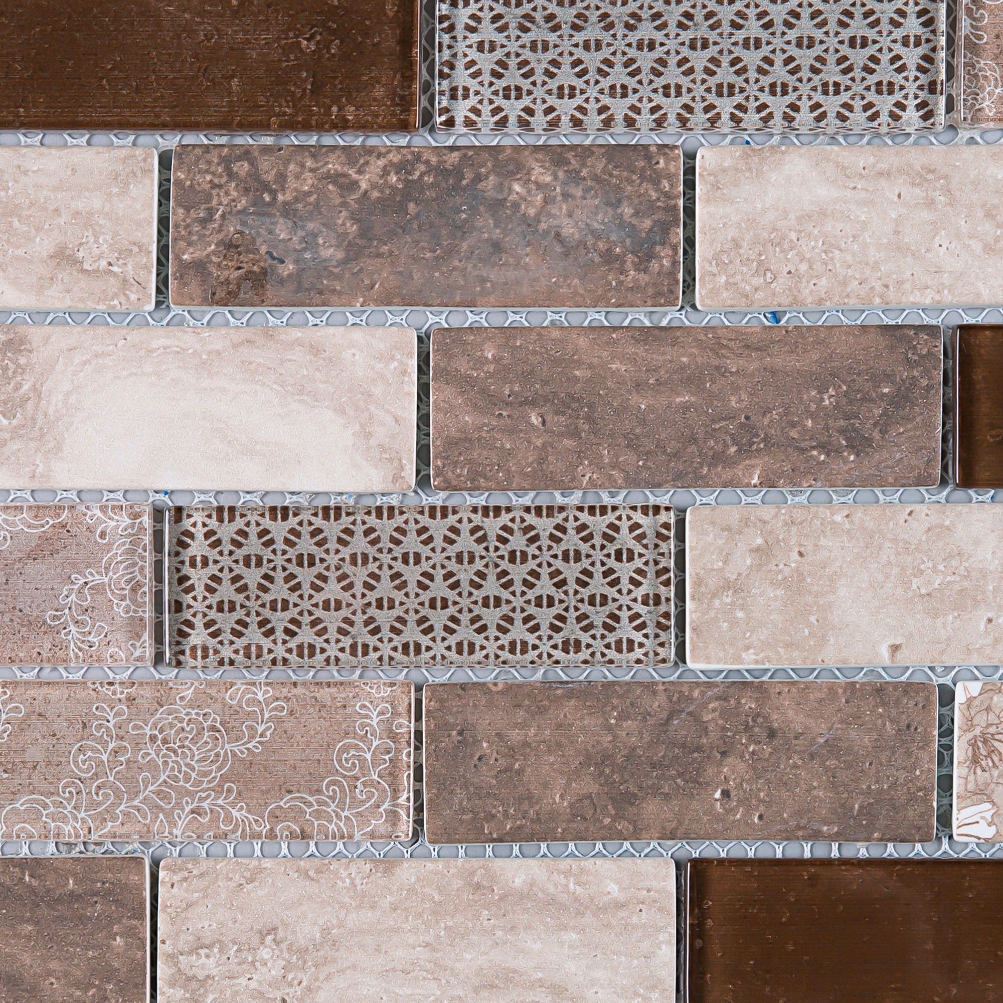 TREGLG-04 Brown 1x4 Brick Recycle Glass Mosaic Tile Sheet Backsplash ...