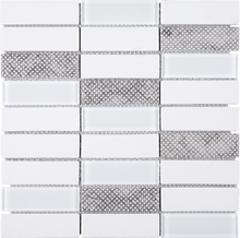 TREGLG-05 White 1x4 Brick Recycle Glass Mosaic Tile Sheet Backsplash
