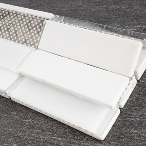 TREGLG-05 White 1x4 Brick Recycle Glass Mosaic Tile Sheet Backsplash