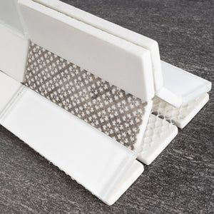 TREGLG-05 White 1x4 Brick Recycle Glass Mosaic Tile Sheet Backsplash