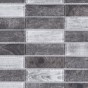 TREGLG-06 Mix Grey 1x4 Brick Recycle Glass Mosaic Tile Sheet Backsplash