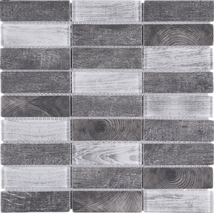 TREGLG-06 Mix Grey 1x4 Brick Recycle Glass Mosaic Tile Sheet Backsplash