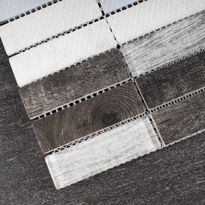 TREGLG-06 Mix Grey 1x4 Brick Recycle Glass Mosaic Tile Sheet Backsplash