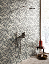 TREGLG-08 Recycle Glass Wooden Look Grey Herringbone Mosaic Tile Backsplash