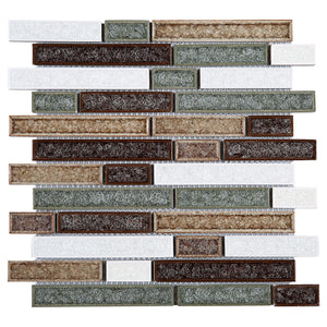 TRPCG-03 Roman Art Multi Color Brown Small Brick Crashed Glass Mosaic Tile