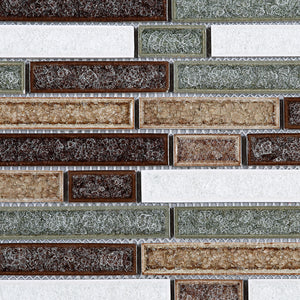 TRPCG-03 Roman Art Multi Color Brown Small Brick Crashed Glass Mosaic Tile