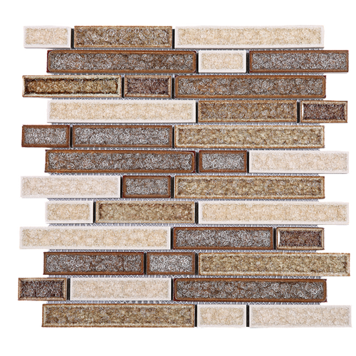 TRPCG-04 Roman Art Brown Small Brick Crashed Glass Mosaic Tile