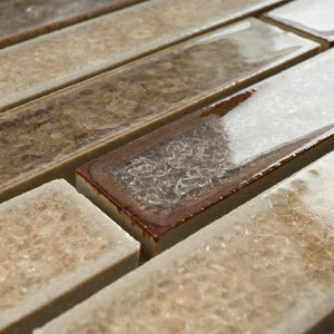 TRPCG-04 Roman Art Brown Small Brick Crashed Glass Mosaic Tile
