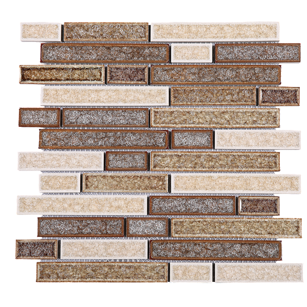TRPCG-04 Roman Art Brown Small Brick Crashed Glass Mosaic Tile