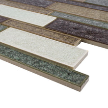 TRPCG-07 Roman Art Green Brown Large Brick Crashed Glass Mosaic Tile
