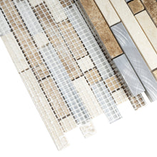 TSBKG-02 Brick Light Emperador Stone and Aluminum Mosaic Tile Backsplash