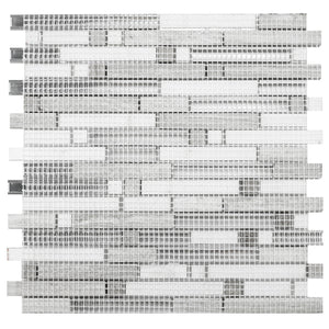 TSBKG-03 Brick White Glass and Wooden Beige and Aluminum Mosaic Tile Sheet