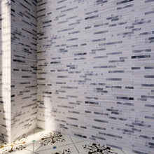 TSBKG-03 Brick White Glass and Wooden Beige and Aluminum Mosaic Tile Sheet