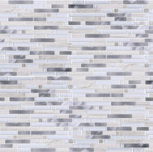 TSBKG-03 Brick White Glass and Wooden Beige and Aluminum Mosaic Tile Sheet