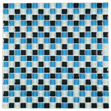 TSDFG-02 Blue & black & white glass mini dot penny square mosaic tile sheet