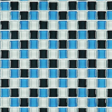 TSDFG-02 Blue & black & white glass mini dot penny square mosaic tile sheet