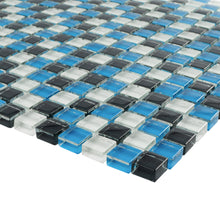 TSDFG-02 Blue & black & white glass mini dot penny square mosaic tile sheet