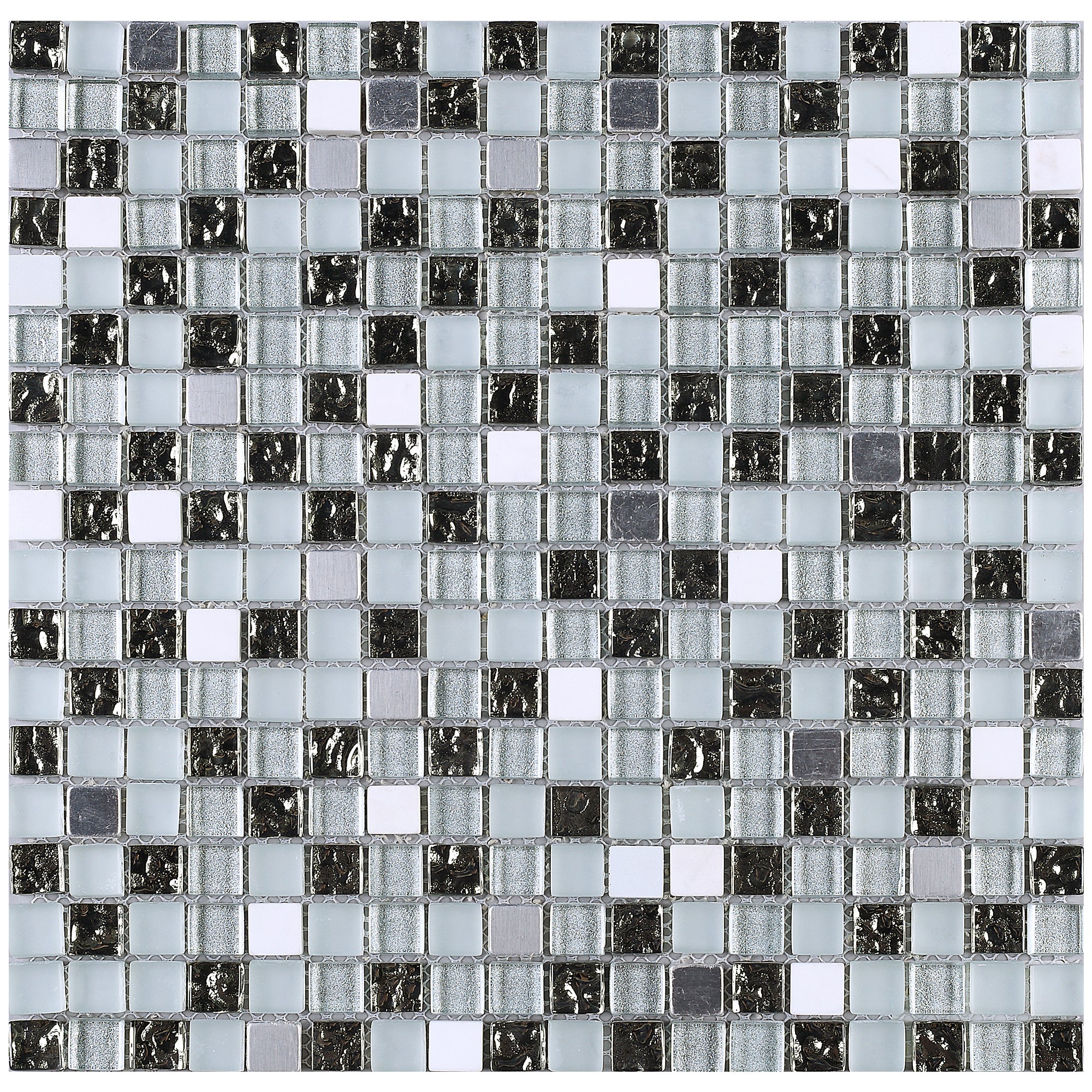 TSDFG-04 5/8 x 5/8 Silver & white glass mini dot penny