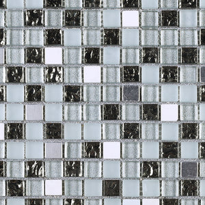 TSDFG-04 5/8 x 5/8 Silver & white glass mini dot penny square mosaic tile backsplash