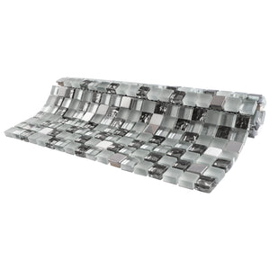 TSDFG-04 5/8 x 5/8 Silver & white glass mini dot penny square mosaic tile backsplash