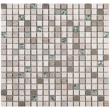 TSDFG-06 5/8 x 5/8 Wooden Beige and stainless steel mini dot penny square marble mosaic tile backsplash