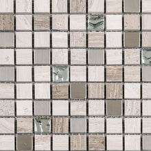 TSDFG-06 5/8 x 5/8 Wooden Beige and stainless steel mini dot penny square marble mosaic tile backsplash