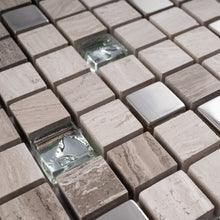 TSDFG-06 5/8 x5/8 Mini Beige Khaki stone and stainless steel tiny square