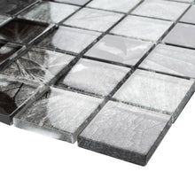 TSLG-01 2x2 Black Grey glass mosaic tile backsplash for kitchen and bath