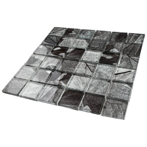 TSLG-01 2x2 Black Grey glass mosaic tile backsplash for kitchen and bath