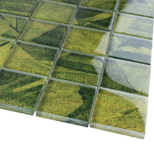 TSLG-02 2x2 Green glass mosaic tile backsplash for kitchen and bath