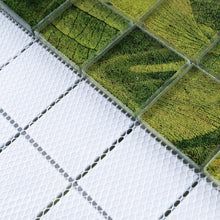 TSLG-02 2x2 green leaf glass mosaic tile backsplash for kitchen and bath